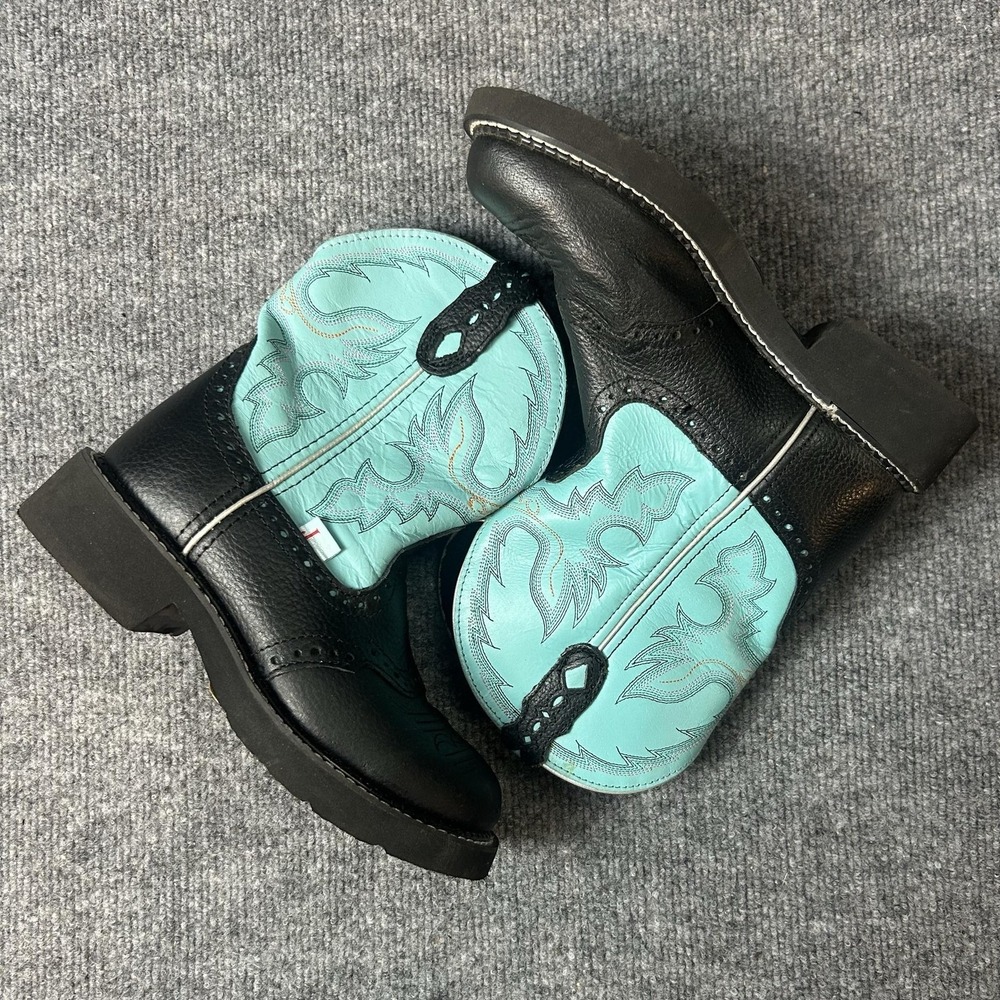 Justin Boots Womens Size 6.5 Black Turquoise Leather Western Gypsy L9905